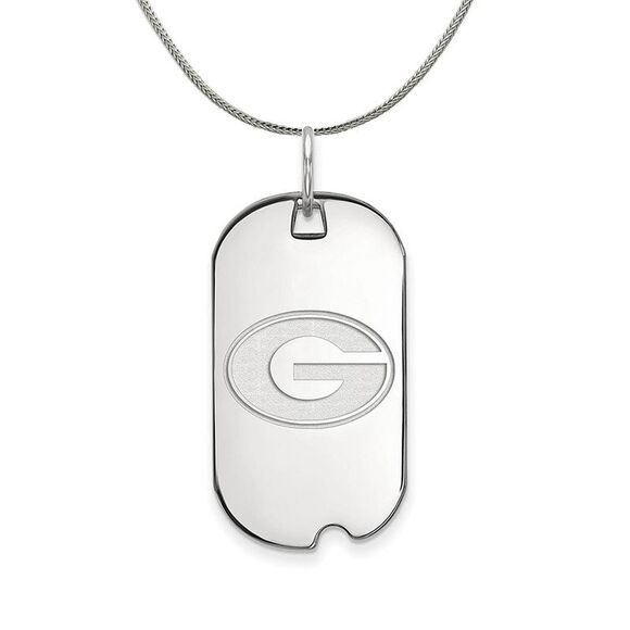 Sterling Silver U. of Georgia Dog Tag Pendant Necklace - 24 Inch